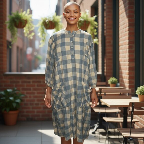 Magnolia Pearl Blue Pink Long Sleeve Shift Dress - Picture 1 of 5